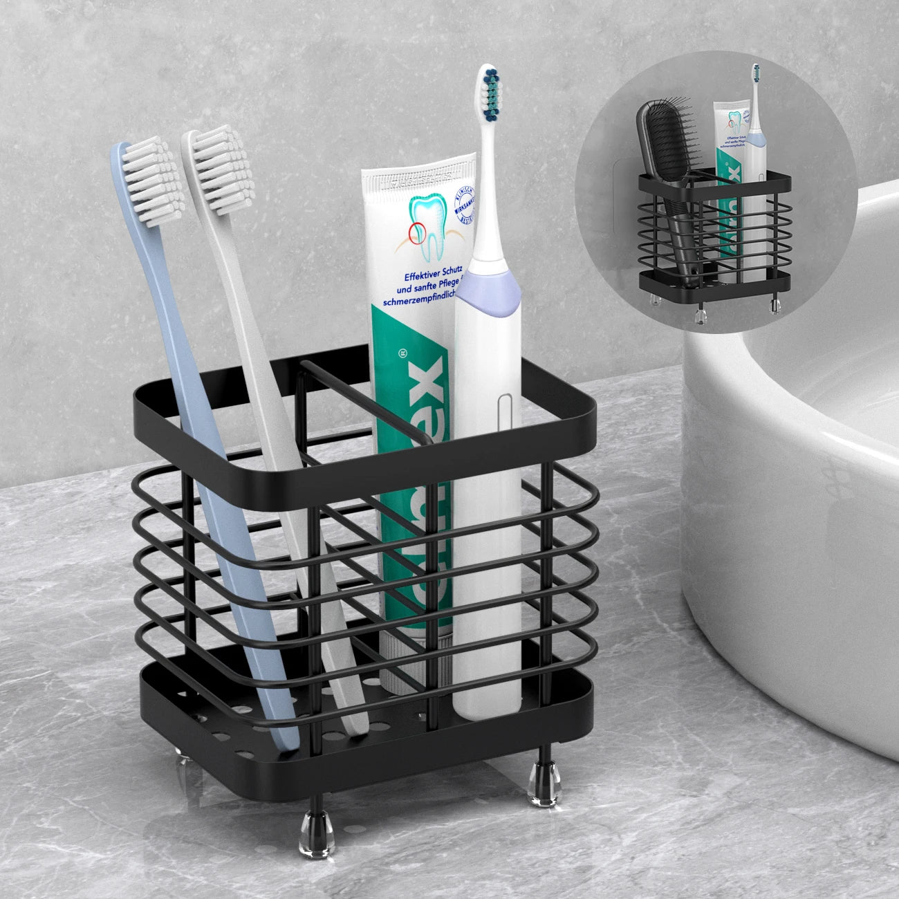 Stainless Steel Toothbrush Holder – Wall-Mounted Bathroom Organizer