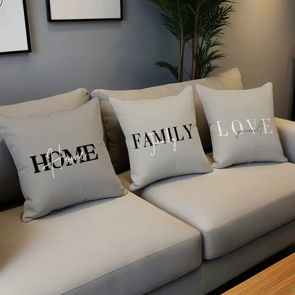 Flower Pattern Love Comfortable Soft Pillow Case White for Sofa Living Room Home Office Decor Gray Geometry Protective Covers