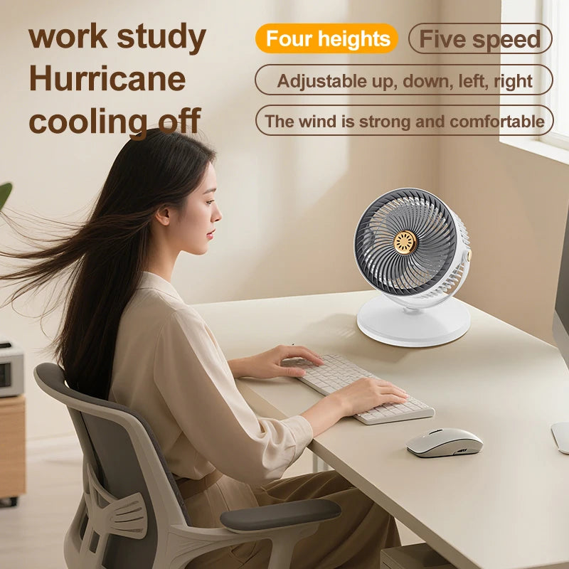 Wireless Height-Adjustable Fan – USB Rechargeable Portable Fan for Camping & Travel