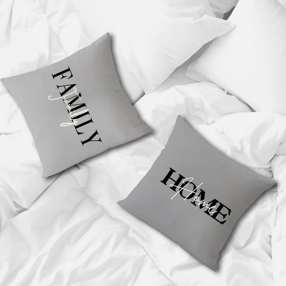 Flower Pattern Love Comfortable Soft Pillow Case White for Sofa Living Room Home Office Decor Gray Geometry Protective Covers