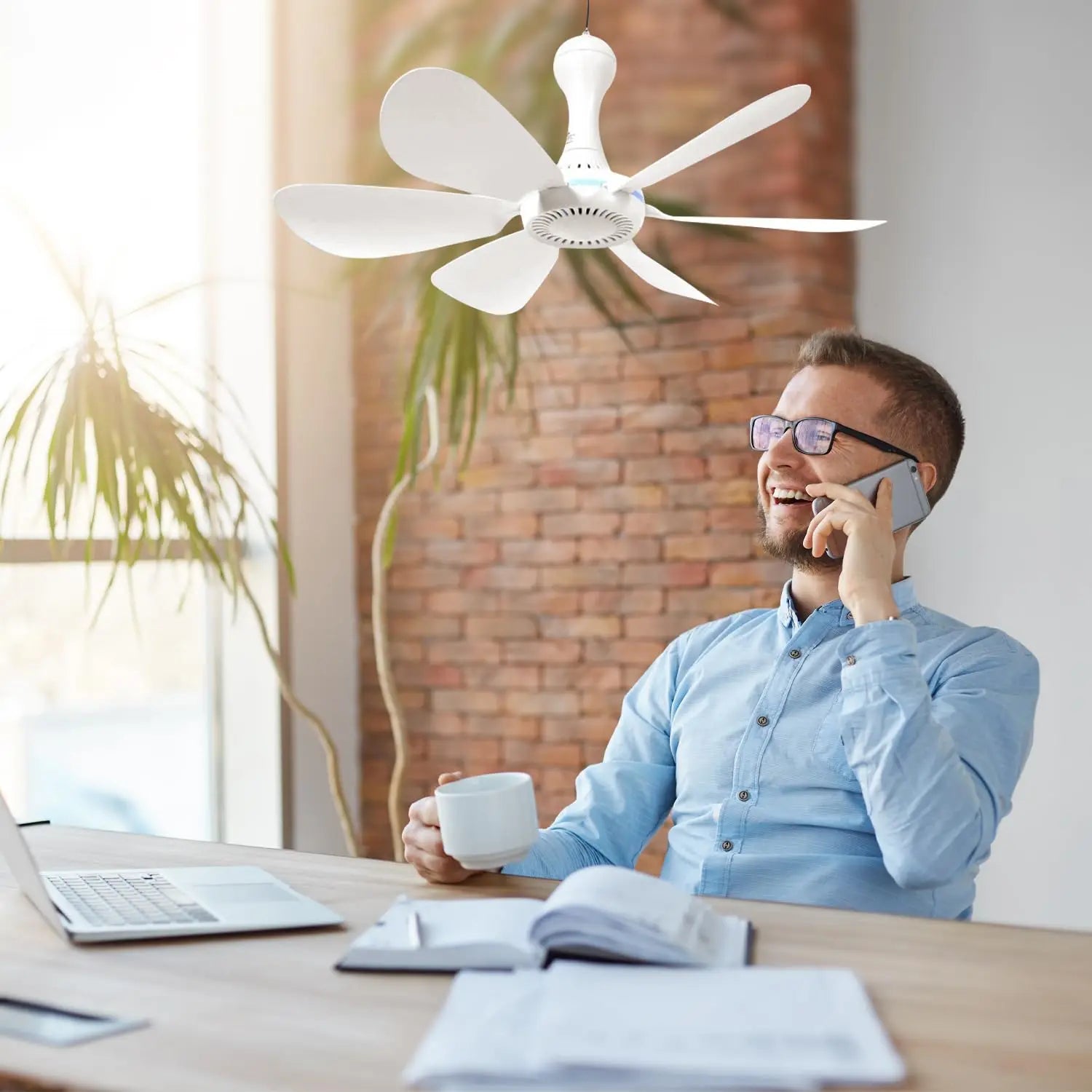 XIAOTREE USB Ceiling Fan – Portable Hanging Fan with 6 Detachable Blades for Home & Camping