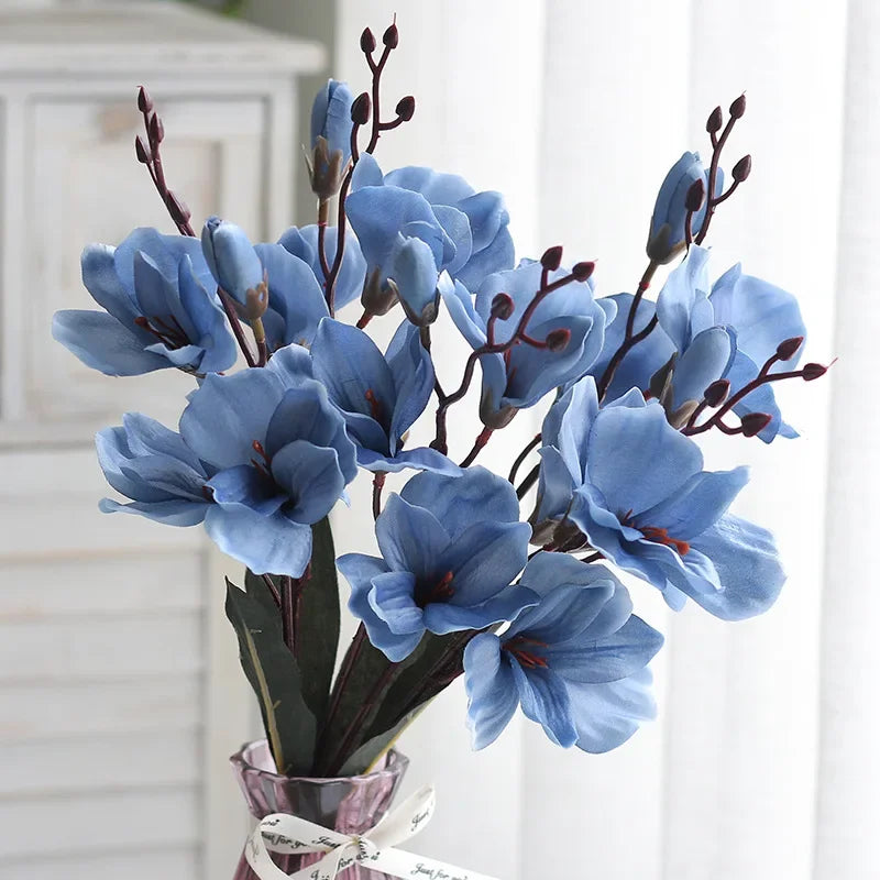 High Quality 5 Forks 20 Head Artificial Magnolia Flower For Home Living Room Table Decoration Bride Wedding Party Flower Bouquet