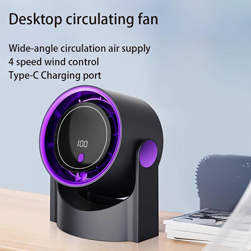 Portable Air Circulator Fan 1200mAh – Rechargeable Desktop Fan with 100-Speed Control