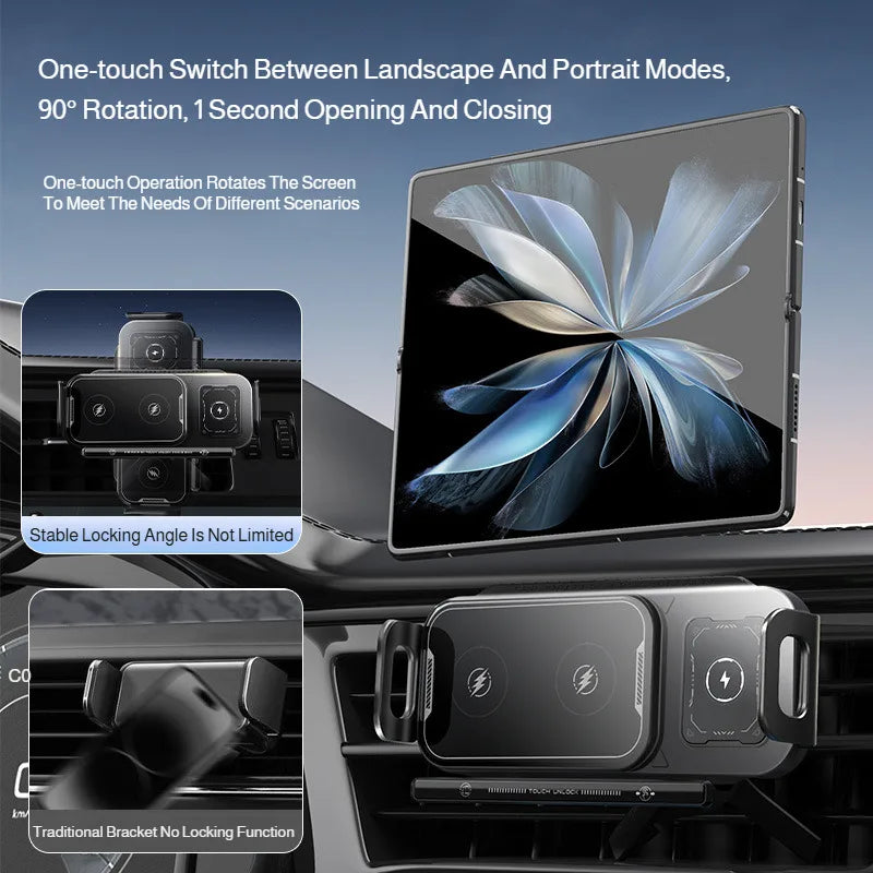 Magnetic Car Rotating Phone Holder Large Screen Dedicated Navigation Wireless Auto Charger for High Intelligent Mobile Phone/Pad