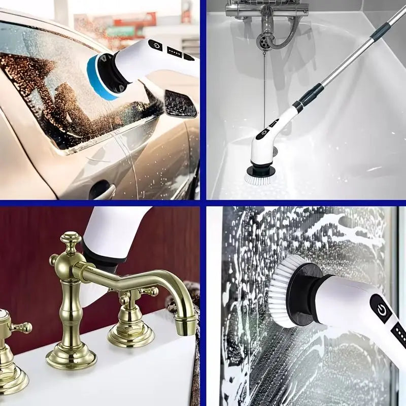 9-in-1 Electric Cleaning Brush – Cordless Rotary Scrubber for Bathroom, Floors & Kitchen