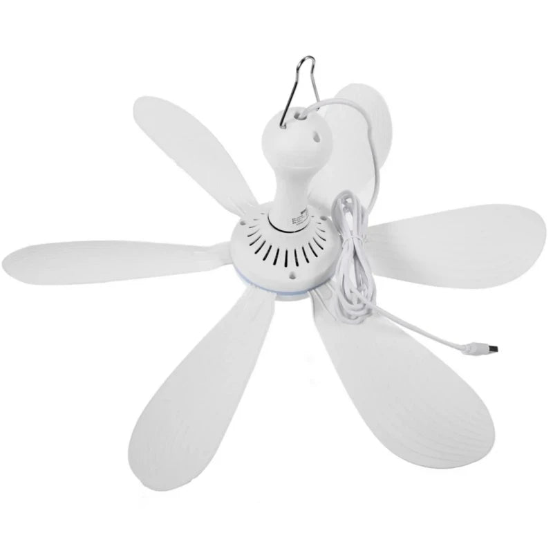 XIAOTREE USB Ceiling Fan – Portable Hanging Fan with 6 Detachable Blades for Home & Camping