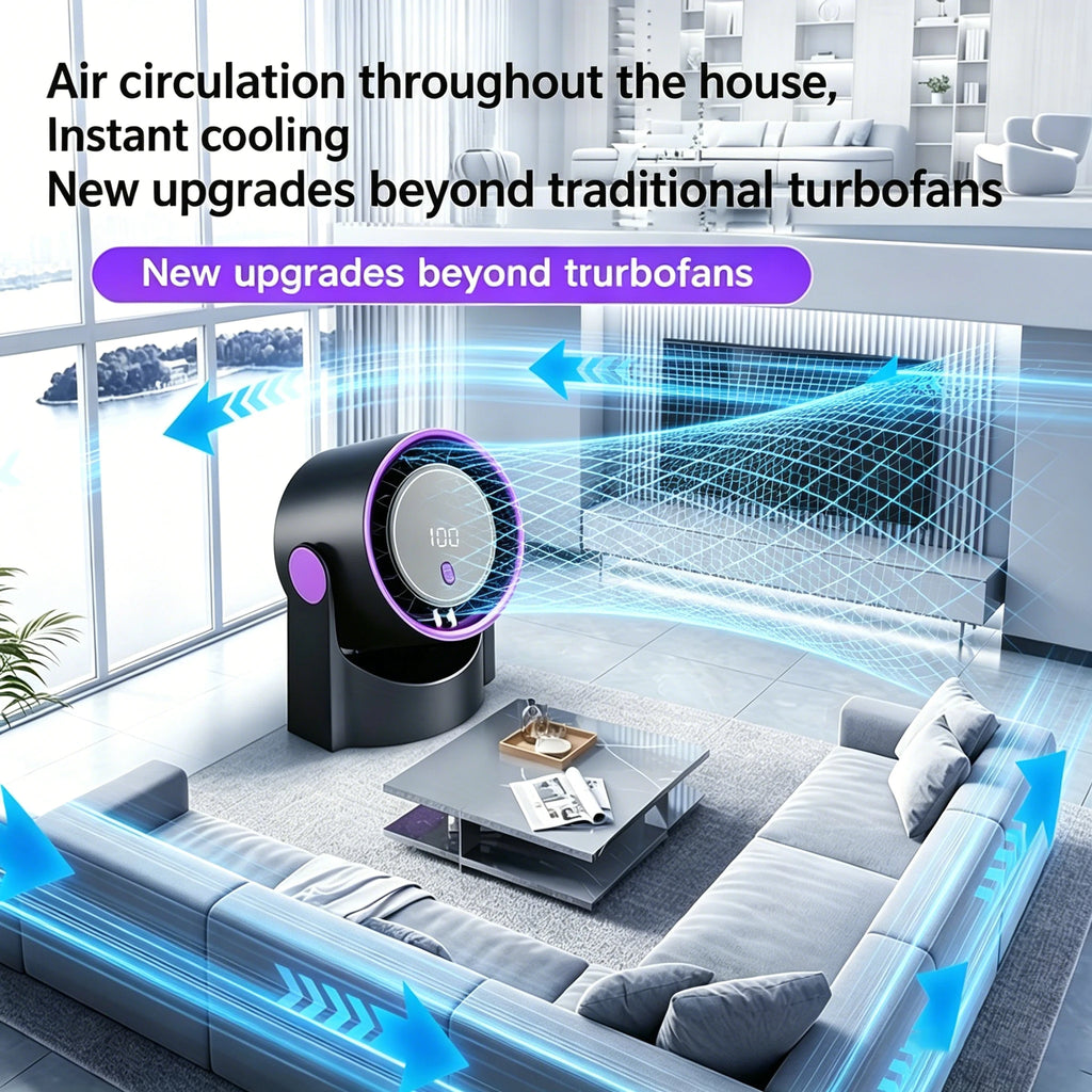 Portable Air Circulator Fan 1200mAh – Rechargeable Desktop Fan with 100-Speed Control
