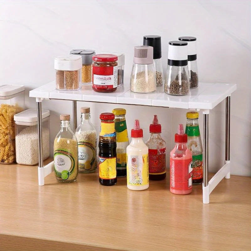 Kitchen Counter Shelf – Adjustable Cabinet & Pantry Organizer