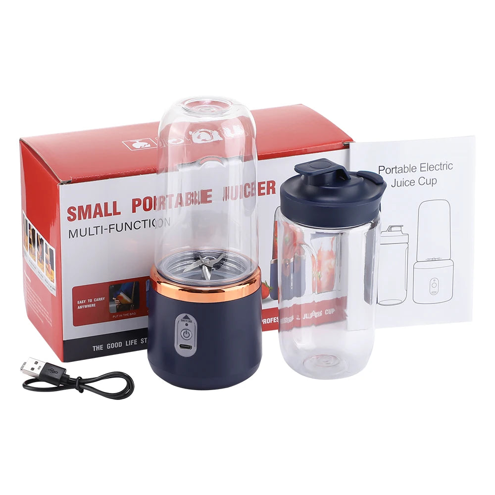 Portable USB Blender – 6 Blades Smoothie Maker with 2 Cups (400ml)