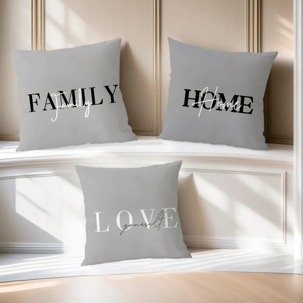 Flower Pattern Love Comfortable Soft Pillow Case White for Sofa Living Room Home Office Decor Gray Geometry Protective Covers