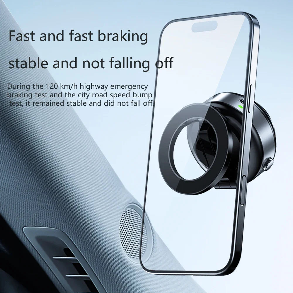 X98 Electric Vacuum Suction Cup Car Phone Holder 360 Rotation Strong Magnetic Foldable Stand for iphone 12-16 Pro Xiaomi Samsung