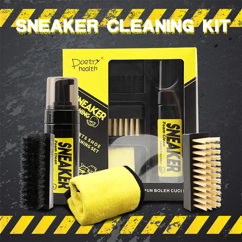 150ml Dry Cleaning Set for White Shoes Water-Free Foam Sneaker Cleaner Kit with Brush Cloth All-in-One Shoe Cleaning Solution