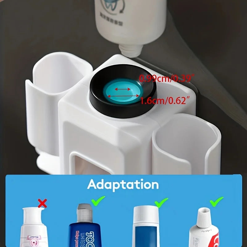 1pc Toothbrush Holder With Automatic Toothpaste Dispenser, Wall Mounted  Punch-free Multifunctional Electric Toothbrush Holder