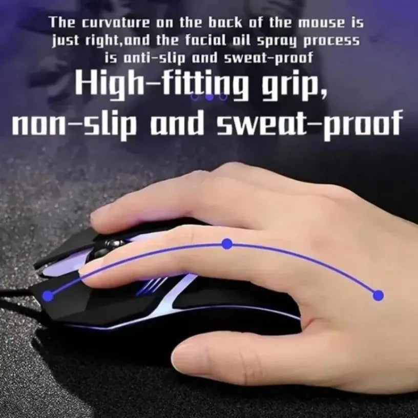 USB Wired Gaming Mouse – RGB LED Backlit, Ergonomic Design, 1200 DPI for PC & Laptop