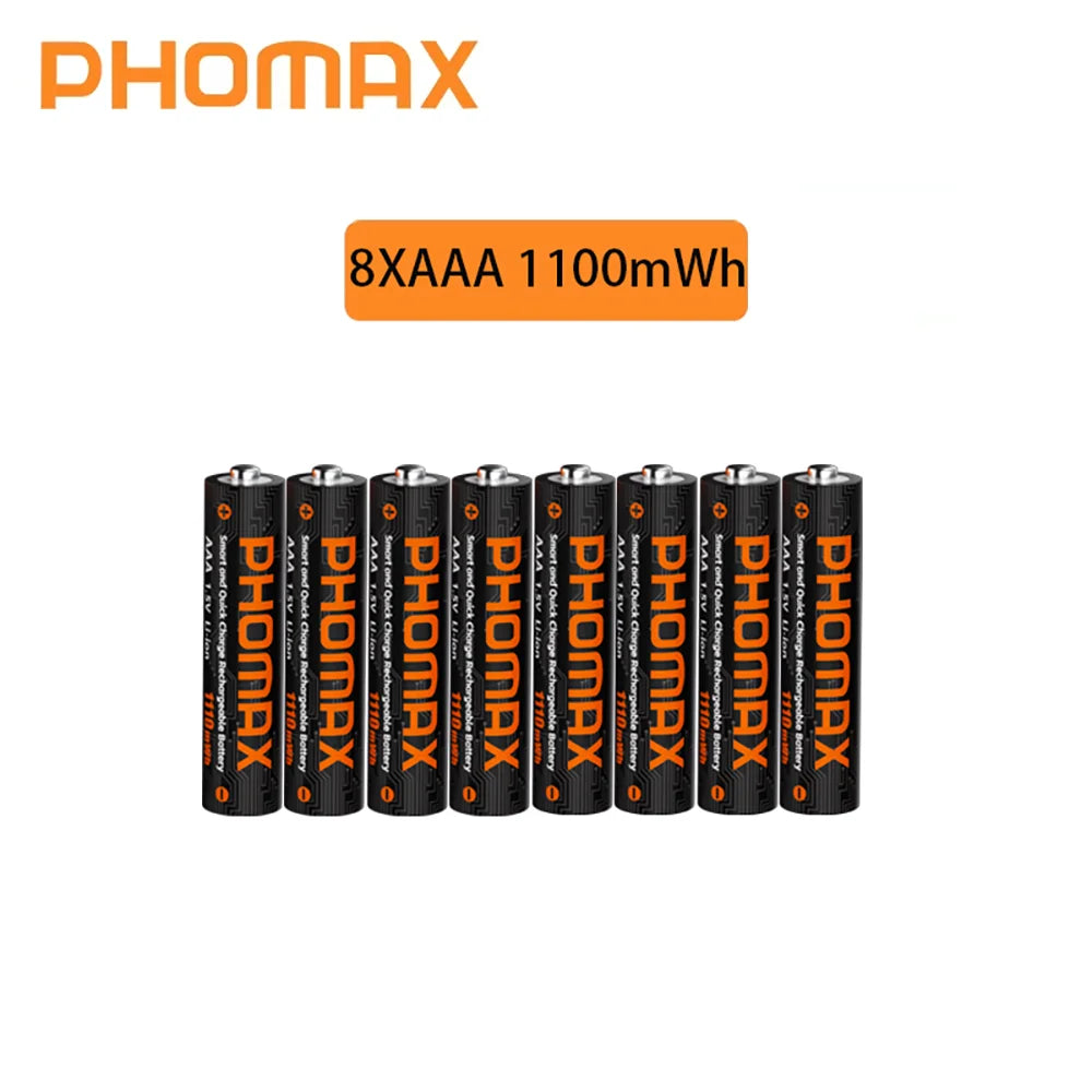 PHOMAX Rechargeable Lithium Battery 1.5V – AA & AAA with Fast Charger