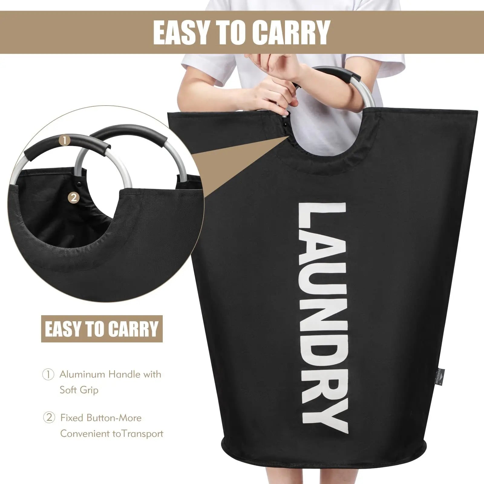 Extra-Large Waterproof Laundry Basket with Padded Handle - Foldable, Multi-Purpose Storage for Bathroom, Laundry Room, Balcony