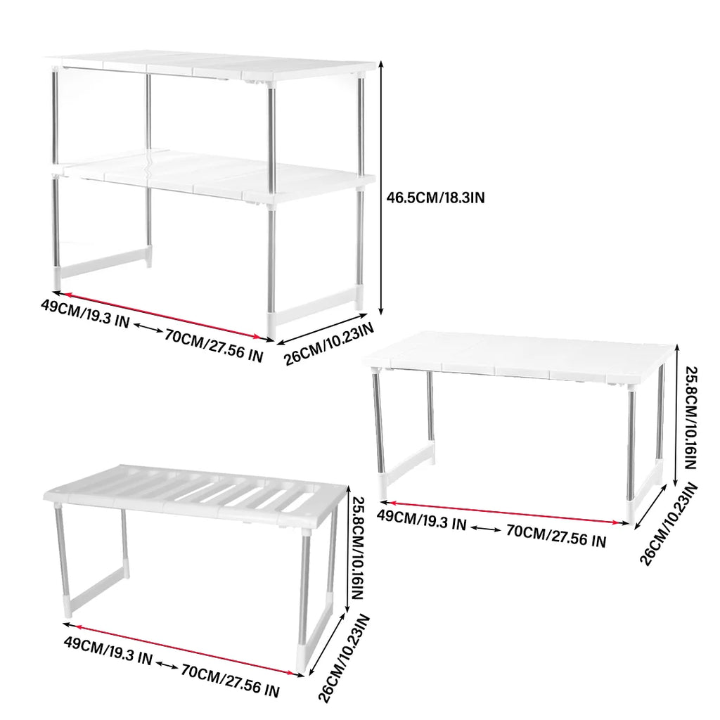 Kitchen Counter Shelf – Adjustable Cabinet & Pantry Organizer