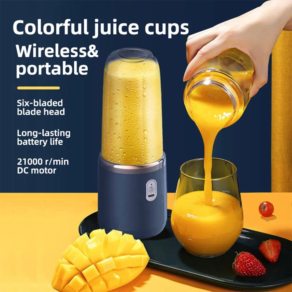 Portable USB Blender – 6 Blades Smoothie Maker with 2 Cups (400ml)