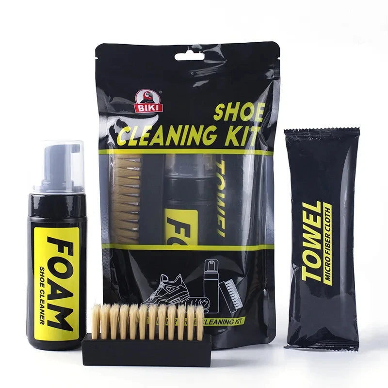 150ML Dry Cleaning Set for Shoes Water-Free Foam Sneaker Cleaner with Brush and Cloth for White Shoes and Boots
