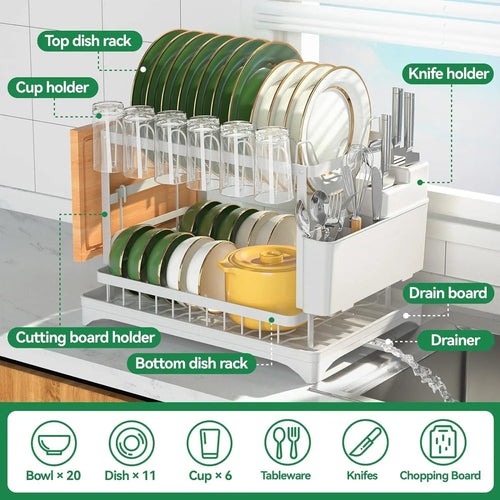 2-Tier Dish Rack with Drainboard