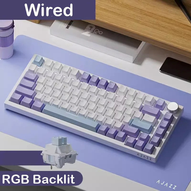AJAZZ AK820 Pro Wired&Wireless Mechanical Gaming Keyboard Tri-Mode RGB Backlit Hot-Swappable Switches,70% Compact Layout,PC/Mac