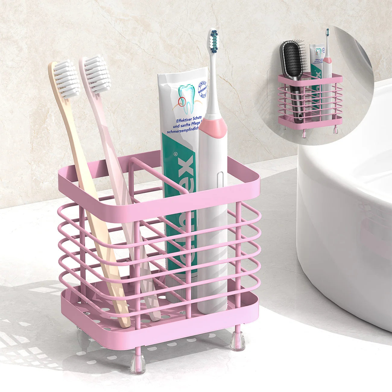 Stainless Steel Toothbrush Holder – Wall-Mounted Bathroom Organizer