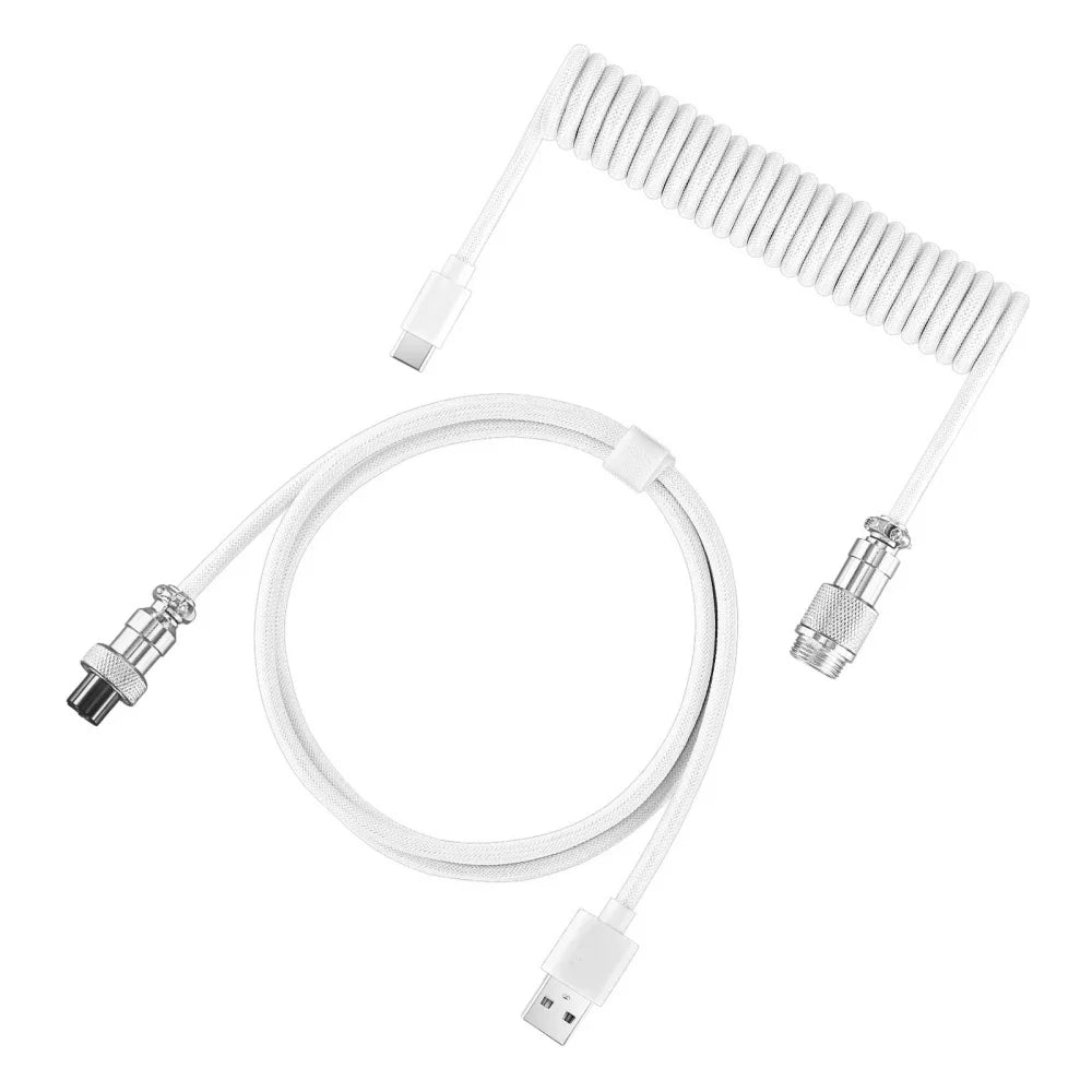 USB Type C Aviator Connector Spring Cord Mechanical Keyboard Coiled Cable for Protable Mechanical Keyboard Data Charging Cable