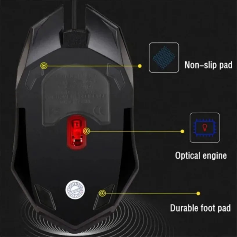 USB Wired Gaming Mouse – RGB LED Backlit, Ergonomic Design, 1200 DPI for PC & Laptop