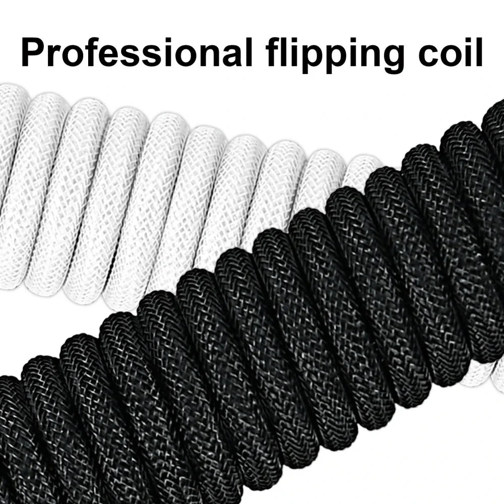 USB Type C Aviator Connector Spring Cord Mechanical Keyboard Coiled Cable for Protable Mechanical Keyboard Data Charging Cable