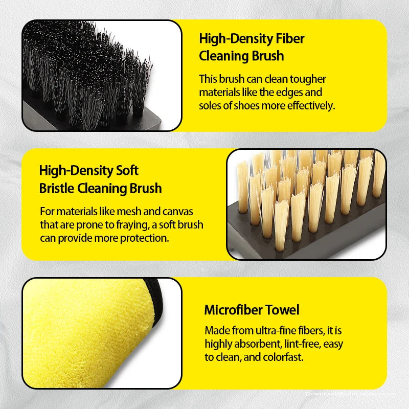 150ml Dry Cleaning Set for White Shoes Water-Free Foam Sneaker Cleaner Kit with Brush Cloth All-in-One Shoe Cleaning Solution