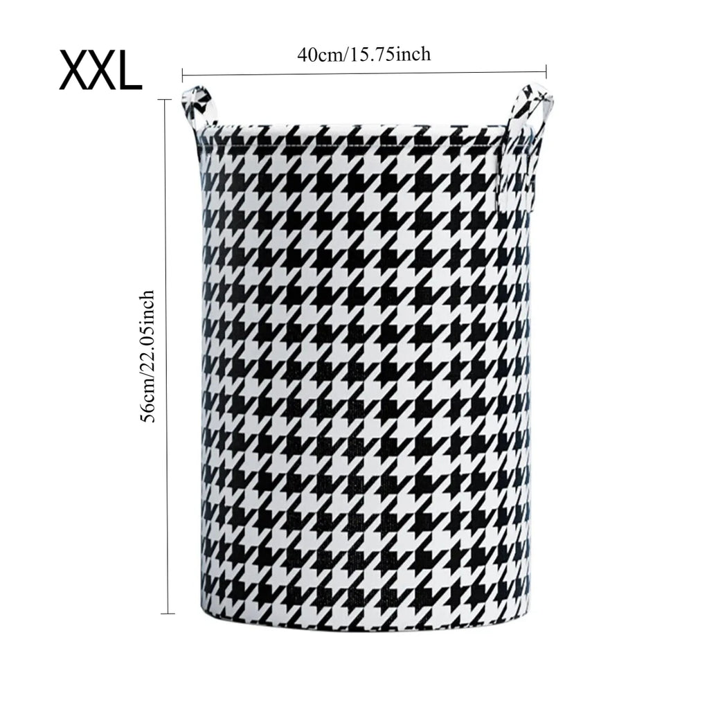 Foldable Laundry Basket with Handles – Houndstooth Bedroom Hamper