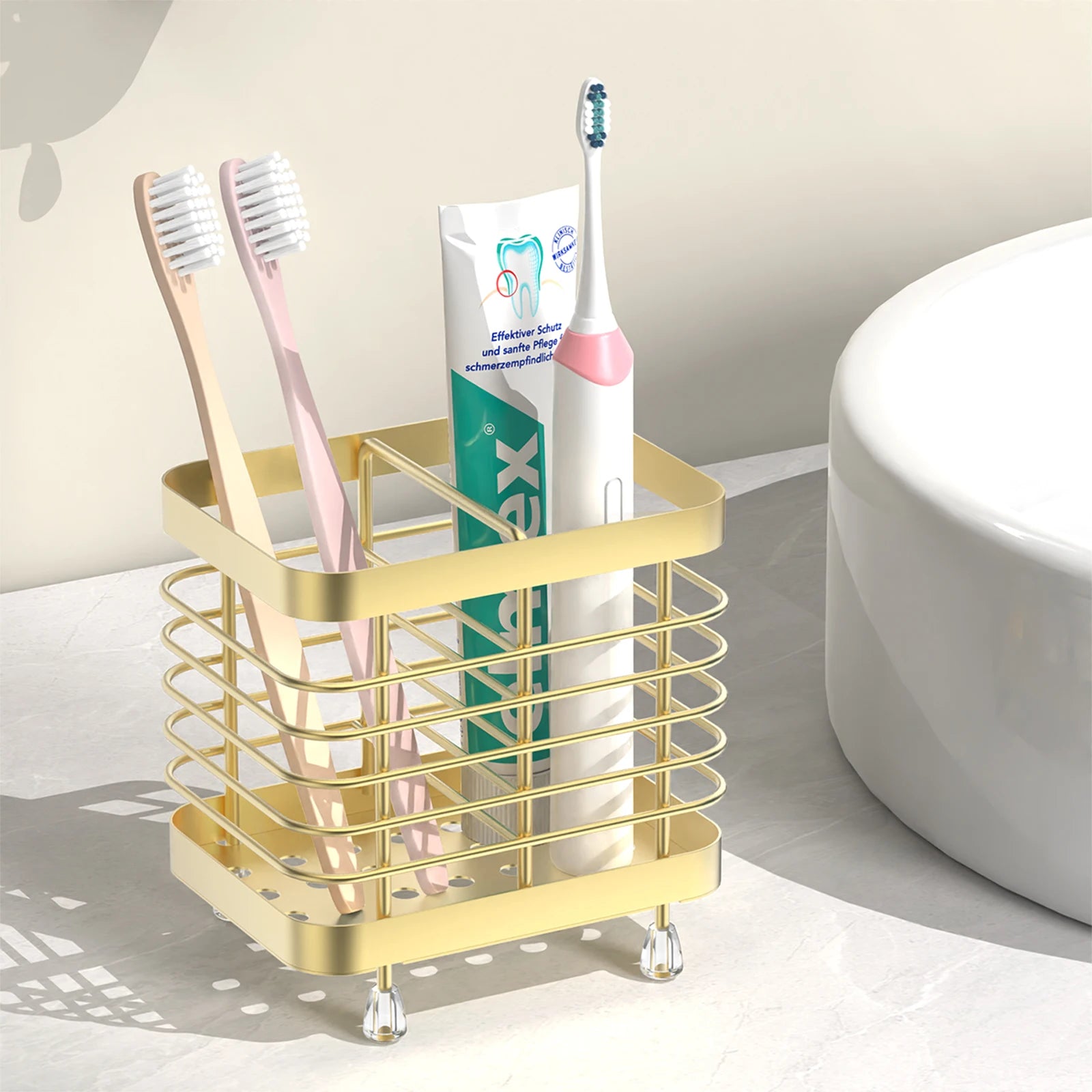Stainless Steel Toothbrush Holder – Wall-Mounted Bathroom Organizer