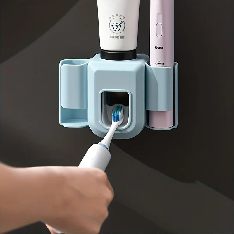 1pc Toothbrush Holder With Automatic Toothpaste Dispenser, Wall Mounted  Punch-free Multifunctional Electric Toothbrush Holder