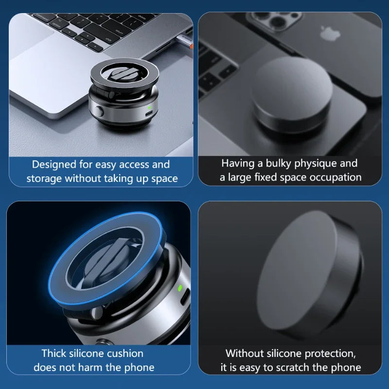 X98 Electric Vacuum Suction Cup Car Phone Holder 360 Rotation Strong Magnetic Foldable Stand for iphone 12-16 Pro Xiaomi Samsung