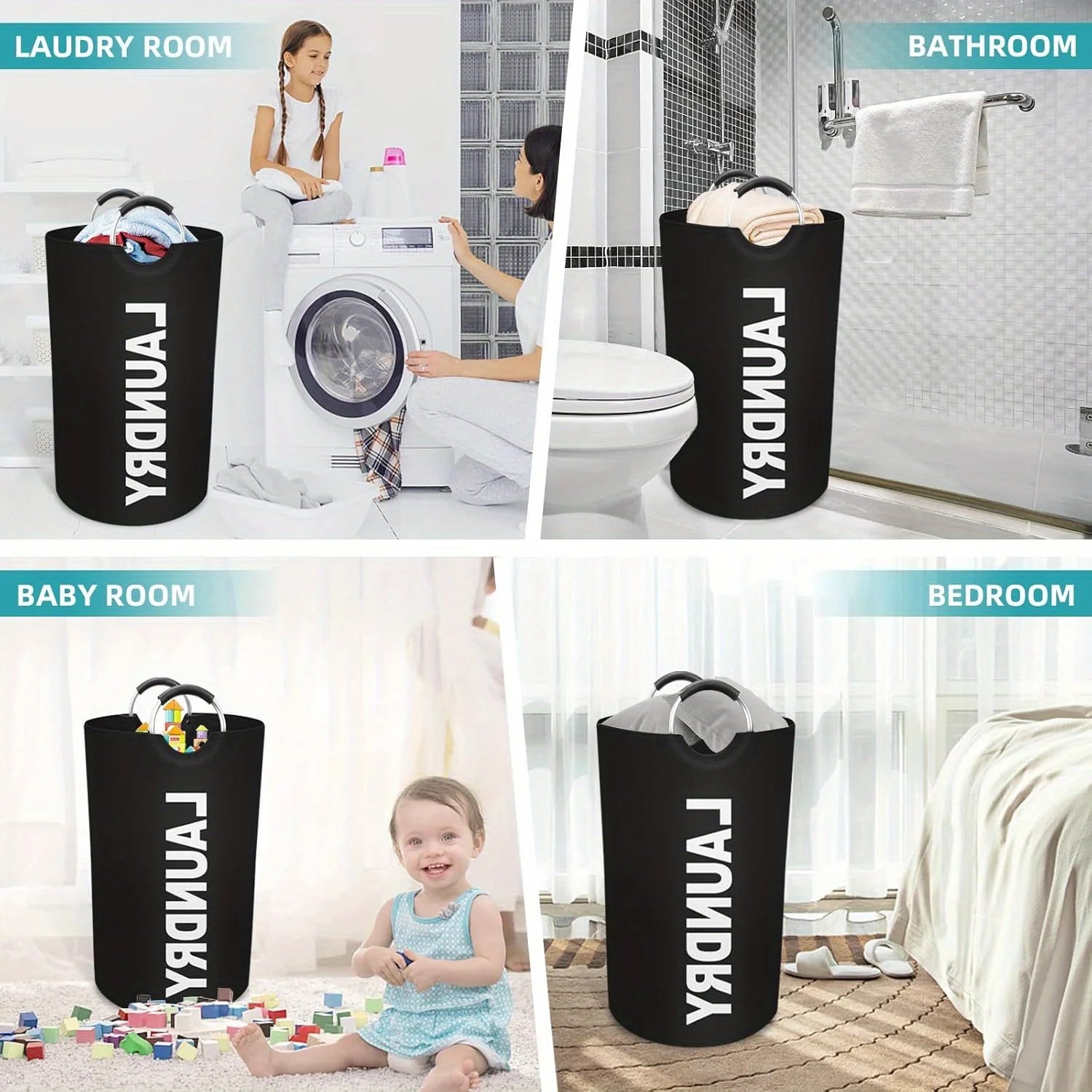 Extra-Large Waterproof Laundry Basket – Foldable with Padded Handles