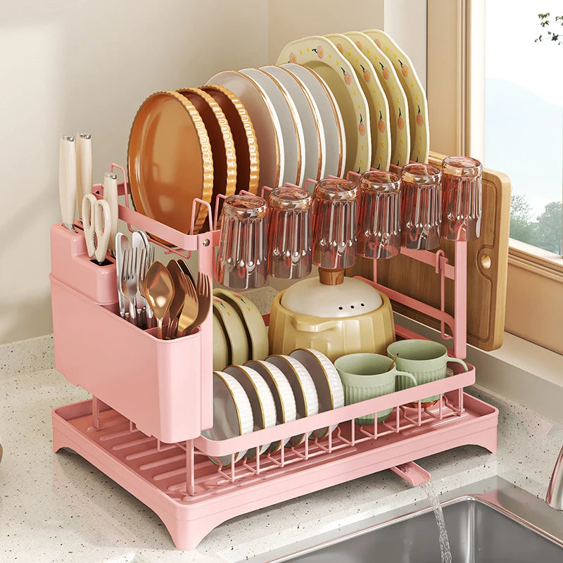 2-Tier Dish Rack with Drainboard