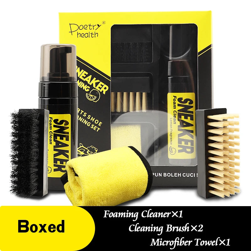 150ml Dry Cleaning Set for White Shoes Water-Free Foam Sneaker Cleaner Kit with Brush And Cloth All-in-One Shoe Cleaning Solutio