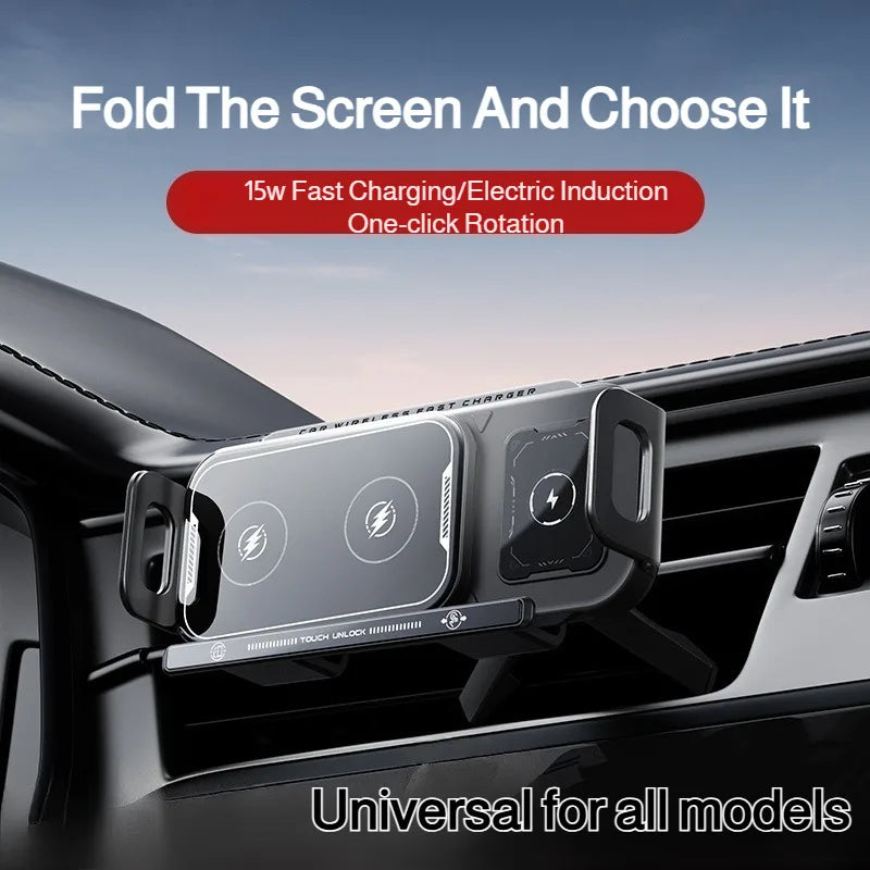 Magnetic Car Rotating Phone Holder Large Screen Dedicated Navigation Wireless Auto Charger for High Intelligent Mobile Phone/Pad