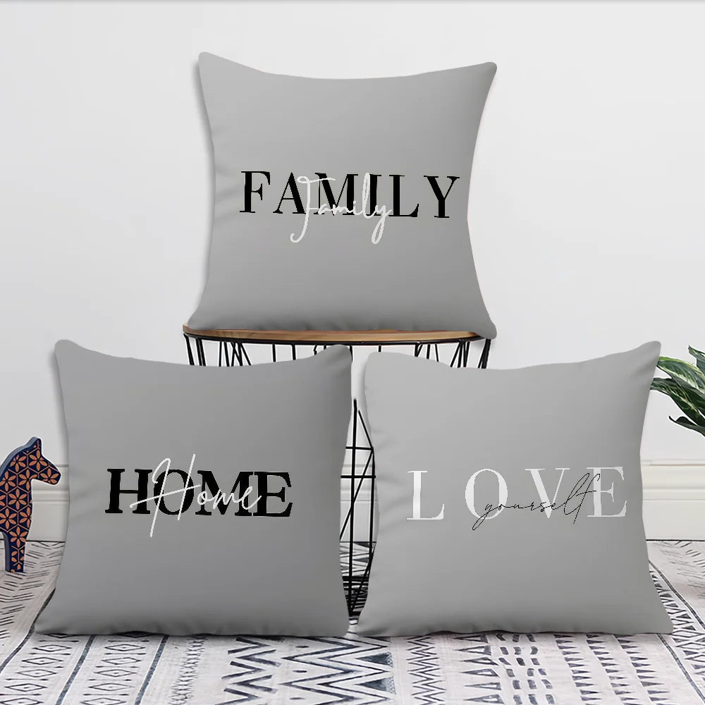 Flower Pattern Love Comfortable Soft Pillow Case White for Sofa Living Room Home Office Decor Gray Geometry Protective Covers