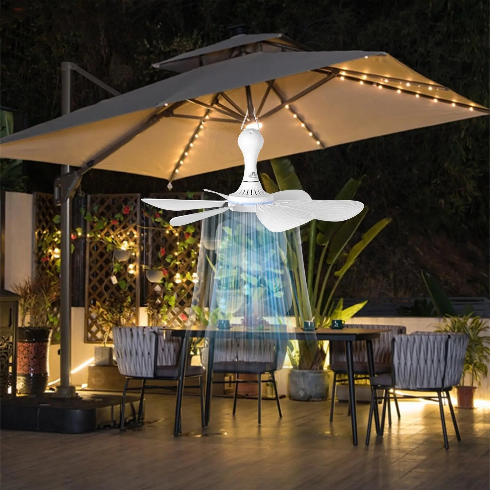XIAOTREE USB Ceiling Fan – Portable Hanging Fan with 6 Detachable Blades for Home & Camping