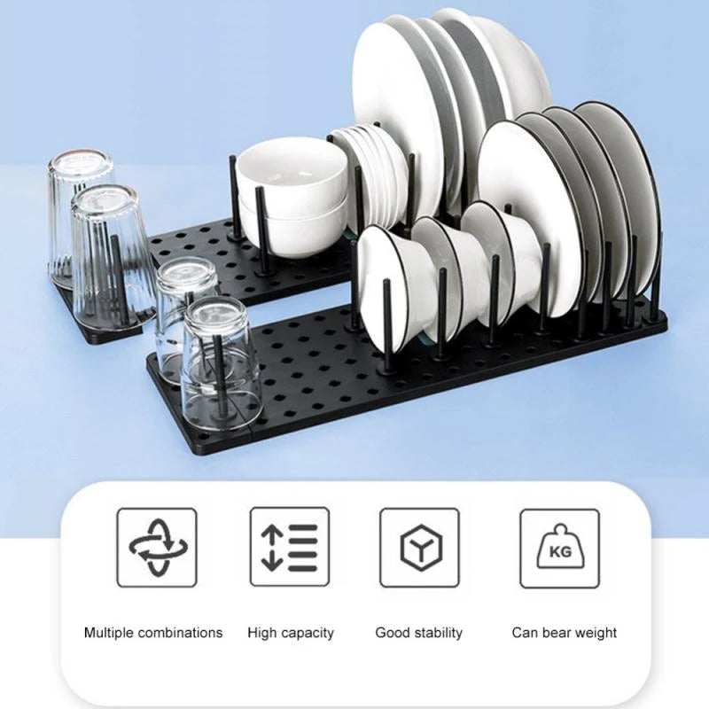 Kitchen Dish Drying Rack – Telescopic Adjustable Plate & Glass Holder