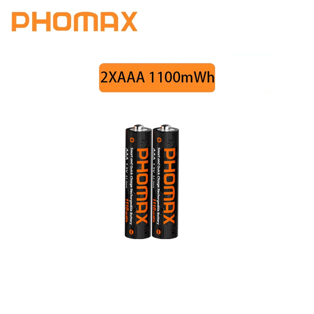PHOMAX Rechargeable Lithium Battery 1.5V – AA & AAA with Fast Charger