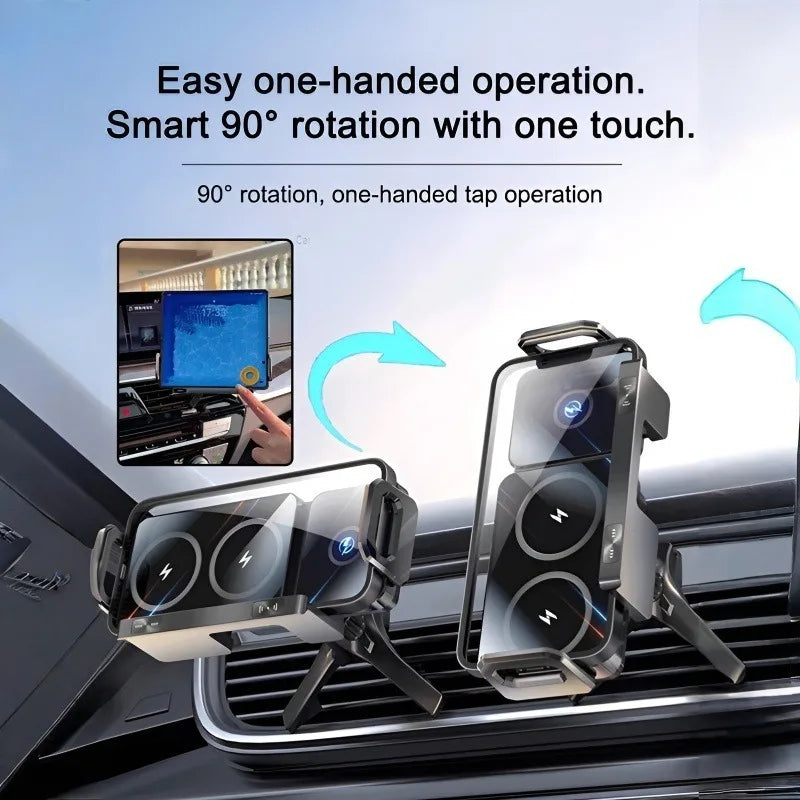 Magnetic Car Rotating Phone Holder Large Screen Dedicated Navigation Wireless Auto Charger for High Intelligent Mobile Phone/Pad