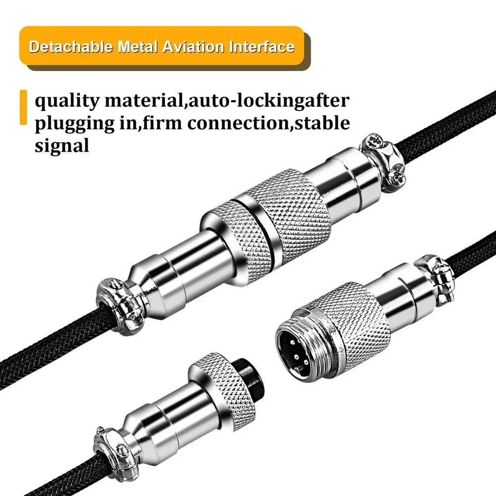 USB Type C Aviator Connector Spring Cord Mechanical Keyboard Coiled Cable for Protable Mechanical Keyboard Data Charging Cable