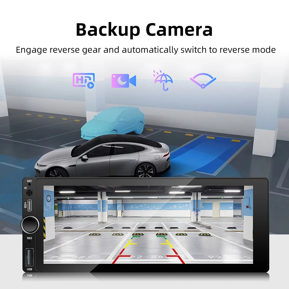 IPS 6.86 Inch Wireless Carplay Android Auto Car Radio Multimedia MP5 Player 1 Din Bluetooth Stereo Support FM WiFi Rear Camera