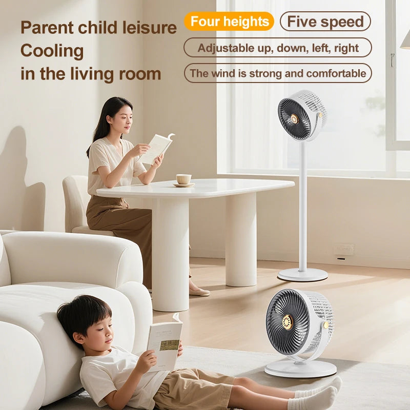 Wireless Height-Adjustable Fan – USB Rechargeable Portable Fan for Camping & Travel