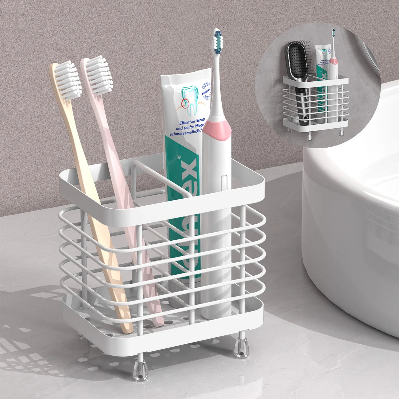 Stainless Steel Toothbrush Holder – Wall-Mounted Bathroom Organizer