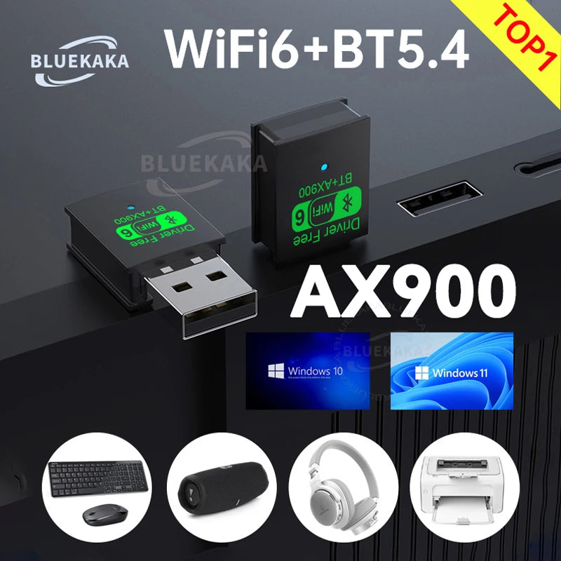 New 900Mbps USB Bluetooth 5.4 Adapter Wireless Dongle Audio Receiver Transmitter Driver Free WiFi6 For PC/Laptop Keyboard/Mouse