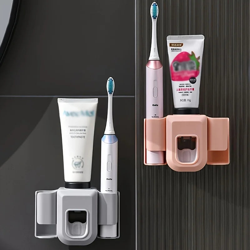 1pc Toothbrush Holder With Automatic Toothpaste Dispenser, Wall Mounted  Punch-free Multifunctional Electric Toothbrush Holder