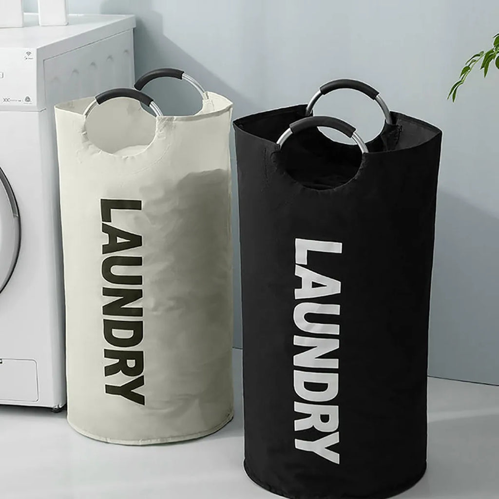 Extra-large waterproof laundry basket with padded handles. Foldable, lightweight and durable. Perfect for clothes, blankets, toys and home storage. Saves space and keeps your home organized.
